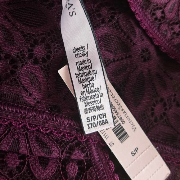 Victoria's Secret Cheeky Burgundy Lace Hipster Panty Bundle sz Small New - Picture 4 of 5